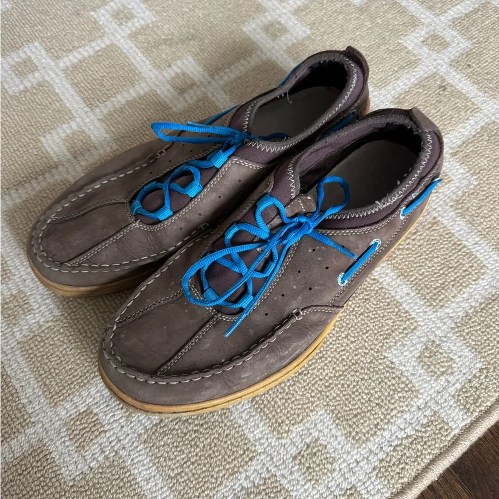 Timberland Brown Leather Boat Shoes Blue Lace Casual Deck Shoes Men’s 13